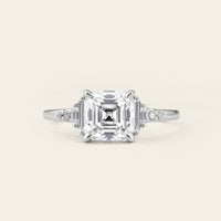 Vintage Art Deco Asscher cut Moissanite Engagement Ring