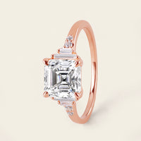 Vintage Art Deco Asscher cut Moissanite Engagement Ring