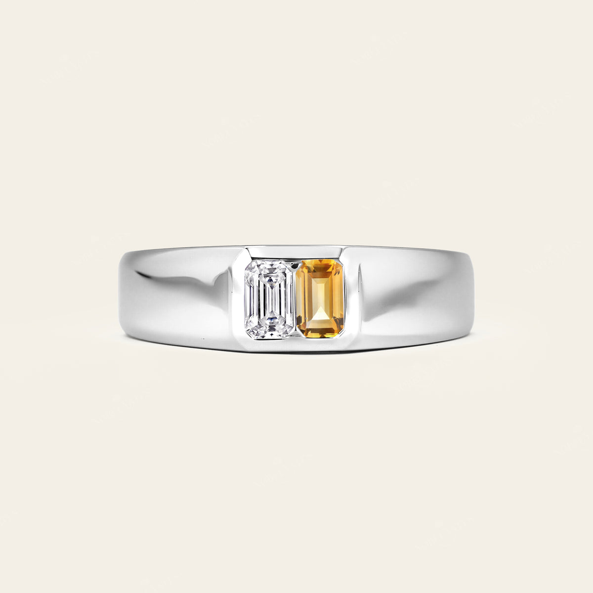 Lab Diamond & Citrine Toi et Moi Men's Engagement Ring-Nobel Yates