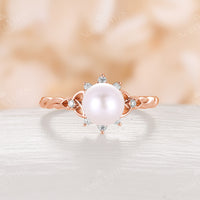 Akoya Pearl Rose Gold Engagement Ring Celtic Twist Band