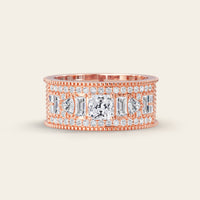 Asscher Cut Lab Diamond Art Deco Mosaic Band