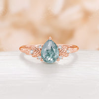 Nature Style Lab Emerald PearEngagement Ring Rose Gold