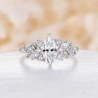 Marquise Moissanite Nature Cluster Engagement Ring Rose Gold