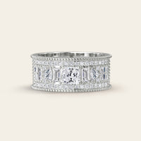 Asscher Cut Lab Diamond Art Deco Mosaic Band
