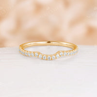 Diamond & Moissanite Curved Pave Matching Wedding Band Rose Gold