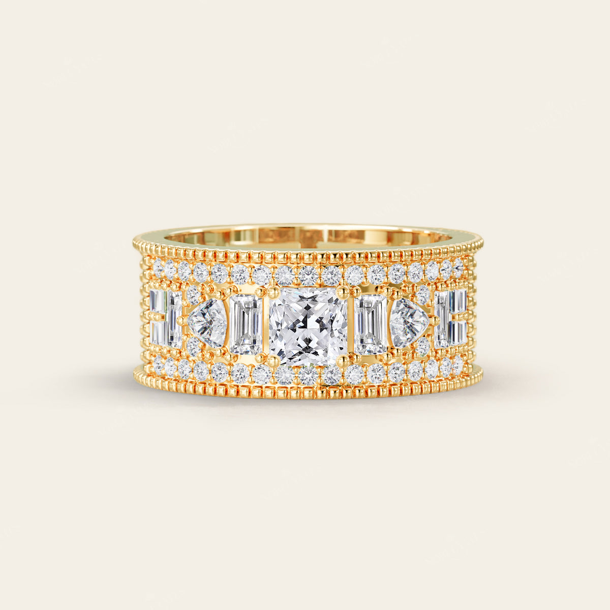 Asscher Cut Lab Diamond Art Deco Mosaic Band