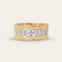 Asscher Cut Lab Diamond Art Deco Mosaic Band