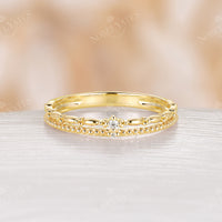Minimalist Rose Gold Round Diamond Bead Wedding Band
