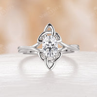 Celtic Oval Moissanite Solitaire Rose Gold Engagement Ring
