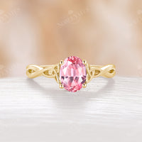 Celtic Pink Padparadscha Engagement Ring Solitaire Rose Gold