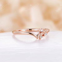Unique Nature Leaves Diamond & Moissanite Curved Band