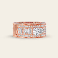 Asscher Cut Lab Diamond Art Deco Mosaic Band