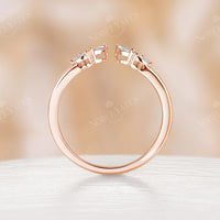 Marquise Moissanite Vintage Open Curved Wedding Band Rose Gold