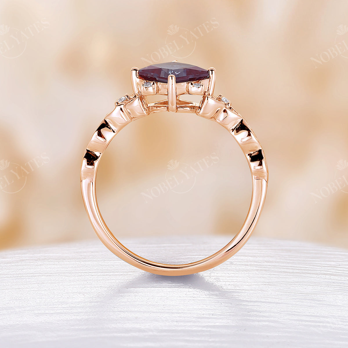 Half Eternity Princess Lab Alexandrite Celtic Engagement Ring
