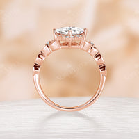 Celtic Princess Cut Moissanite Rose Gold Unique Halo Ring