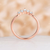 Marquise Cut Moissanite Vintage Curved Wedding Band Rose Gold