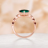 Lab Emerald Princess Cut Engagement Ring Celtic Rose Gold
