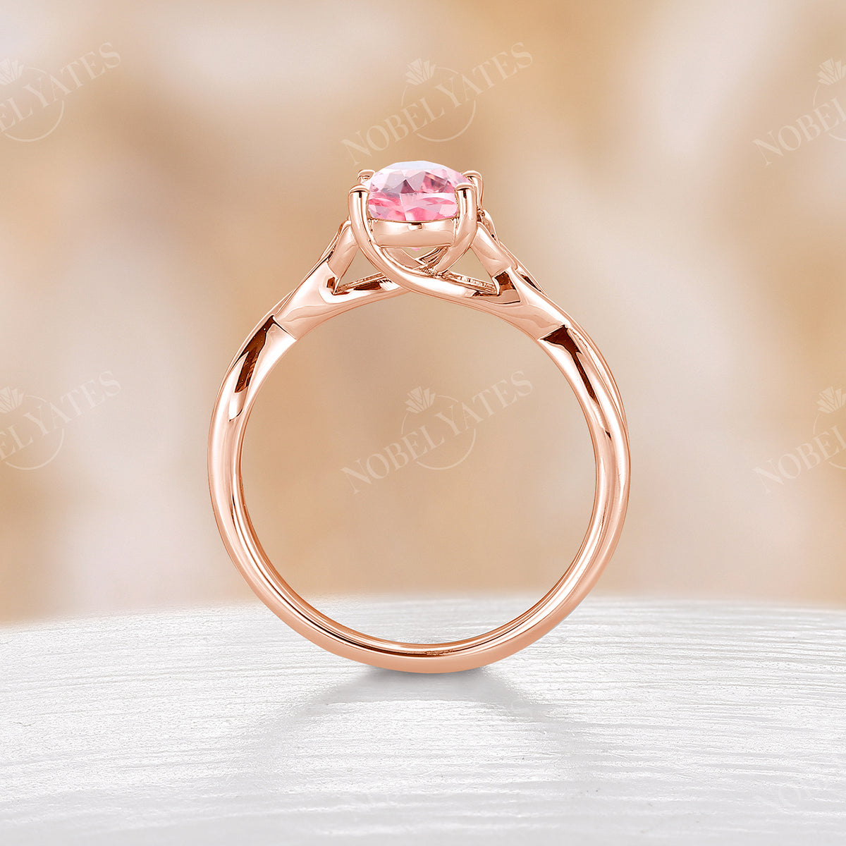 Celtic Pink Padparadscha Engagement Ring Solitaire Rose Gold