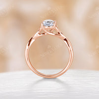 White Topaz Oval Solitaire Celtic Engagement Ring Rose Gold
