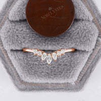 Vintage Marquise Cut Moissanite Curved Wedding Band Rose Gold