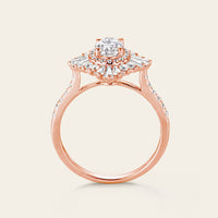 Art deco Oval Moissanite Starburst Engagement Ring