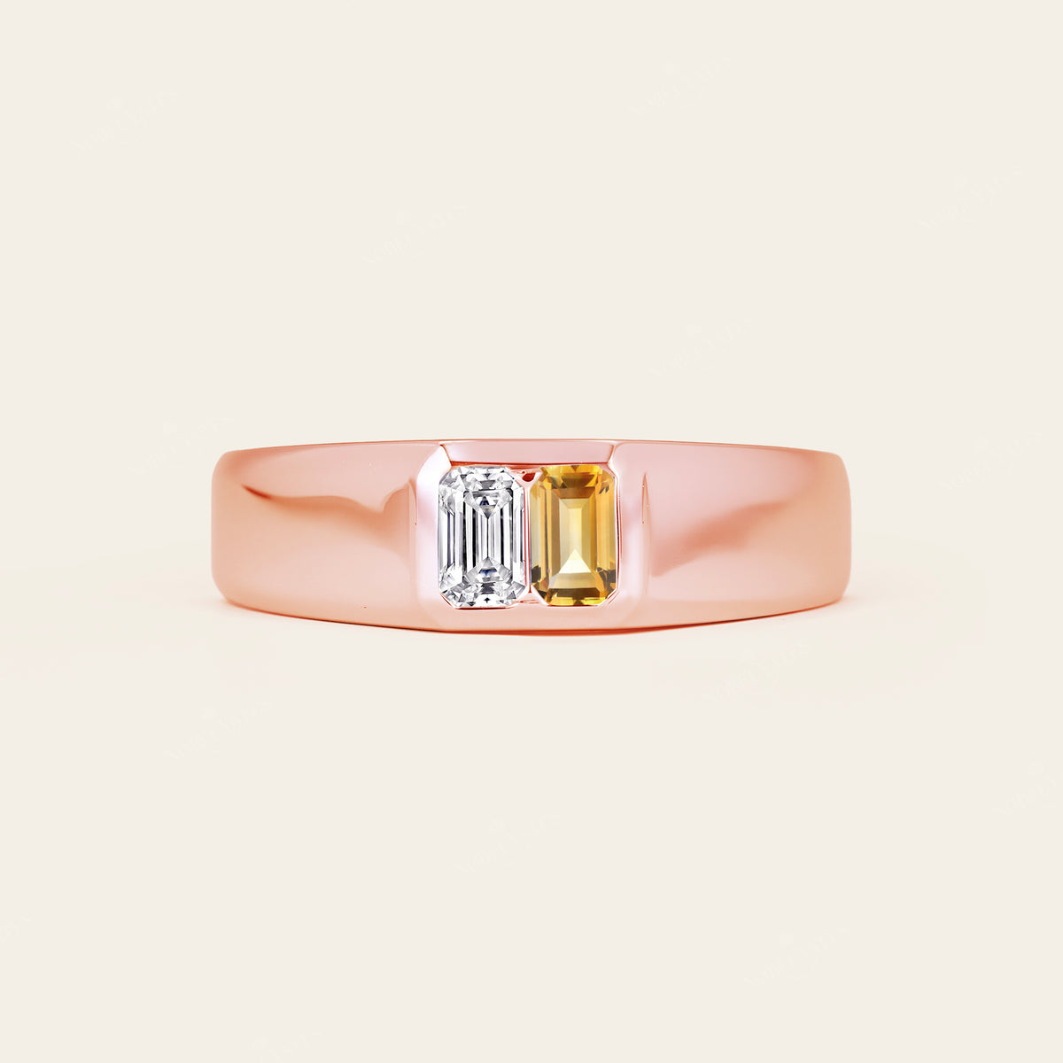 Lab Diamond & Citrine Toi et Moi Men's Engagement Ring-Nobel Yates