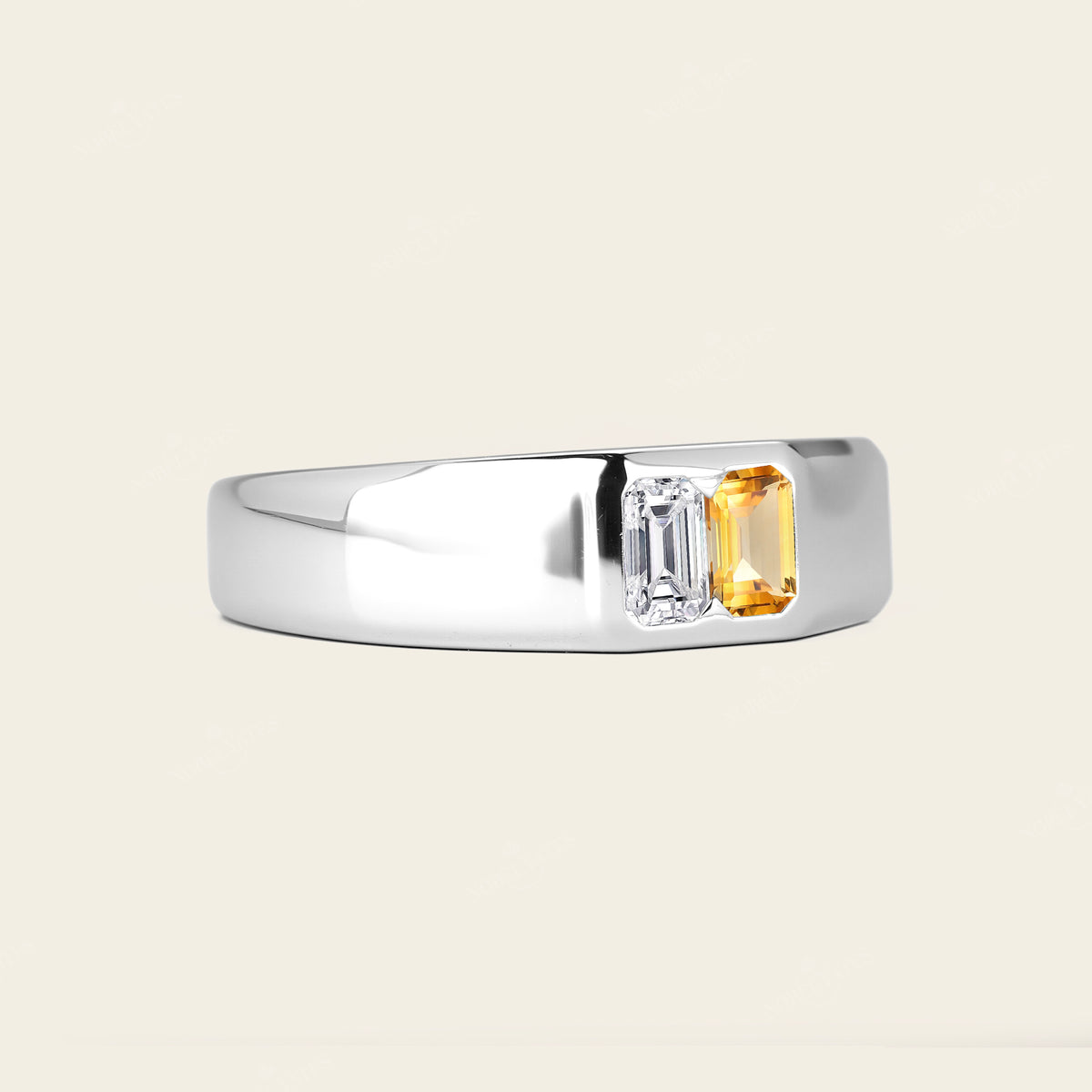 Lab Diamond & Citrine Toi et Moi Men's Engagement Ring-Nobel Yates