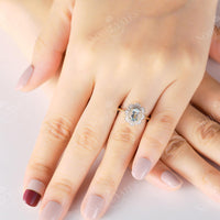 Art deco Oval Aquamarine Halo Engagement Ring Yellow Gold