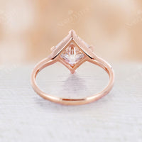 Unique Half Halo Princess Engagement Ring Moissanite Rose Gold