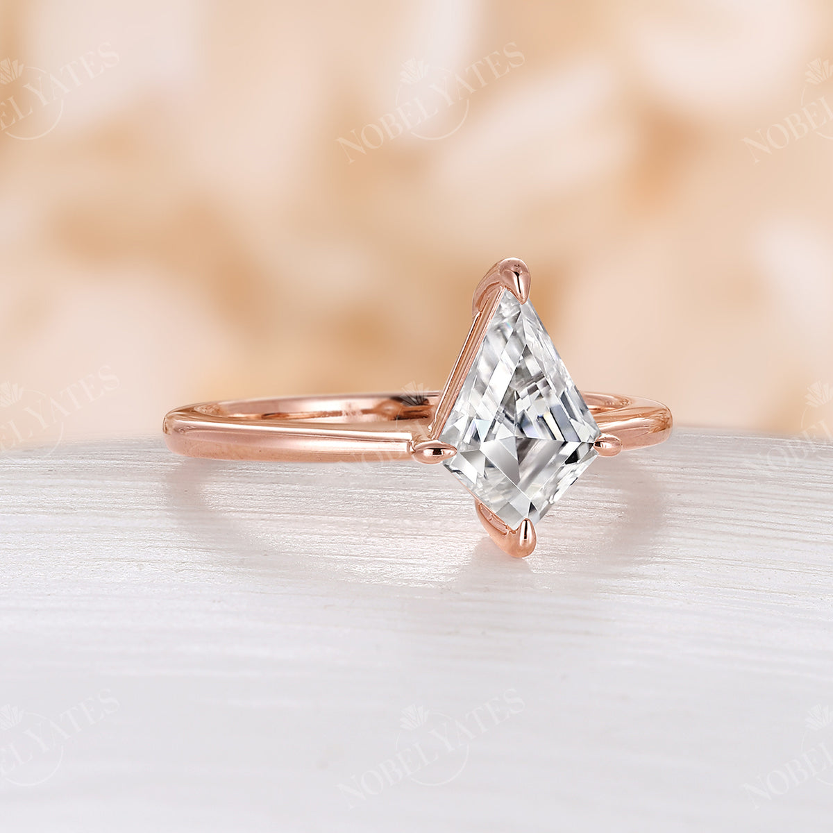 Classic Kite cut Moissante Solitaire Engagement Ring Rose Gold