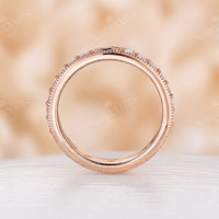 Princess cut Lab Sapphire Wedding Band His and Her Rose Gold Band