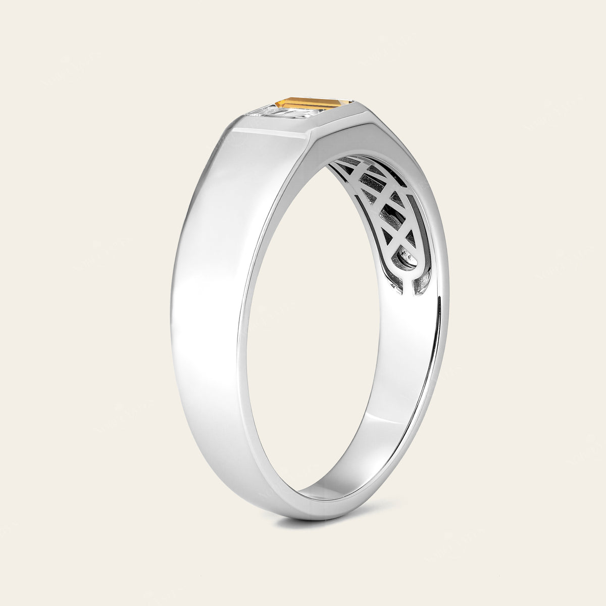 Lab Diamond & Citrine Toi et Moi Men's Engagement Ring-Nobel Yates