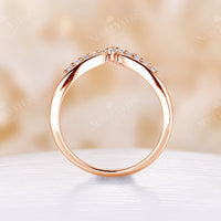 Antique Round Shape Moissanite Curved Wedding Band Rose Gold