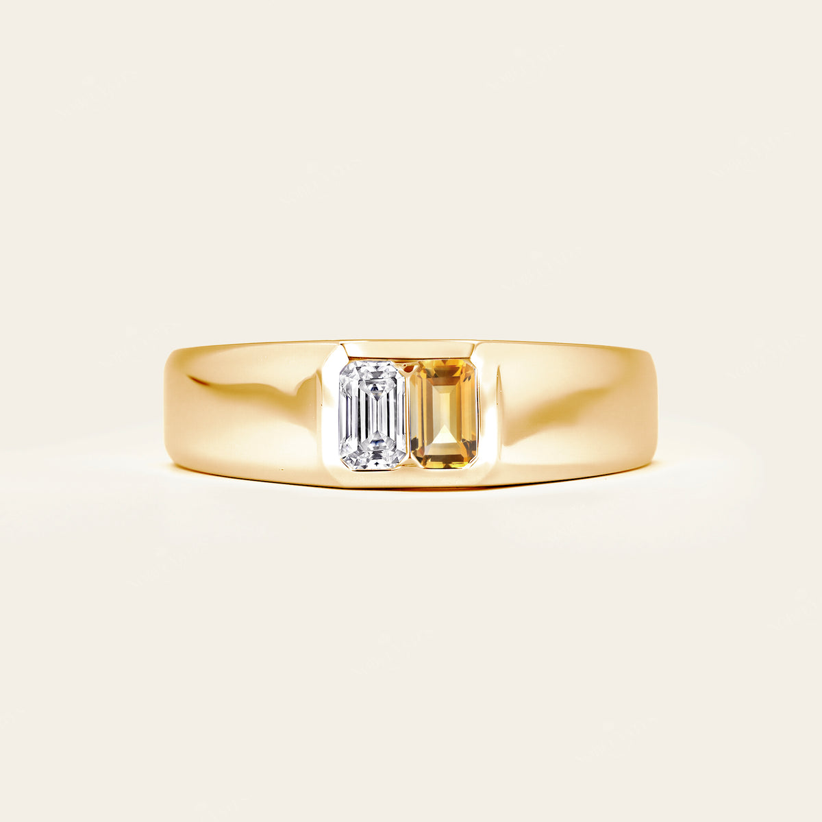 Lab Diamond & Citrine Toi et Moi Men's Engagement Ring-Nobel Yates