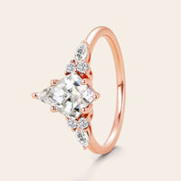 Art Deco Kite Cut Moissanite Engagement Ring Bridal Sets 3pcs-Nobel Yates