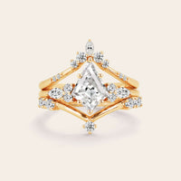 Art Deco Kite Cut Moissanite Engagement Ring Bridal Sets 3pcs-Nobel Yates