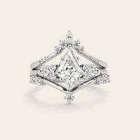 Art Deco Kite Cut Moissanite Engagement Ring Bridal Sets 3pcs-Nobel Yates
