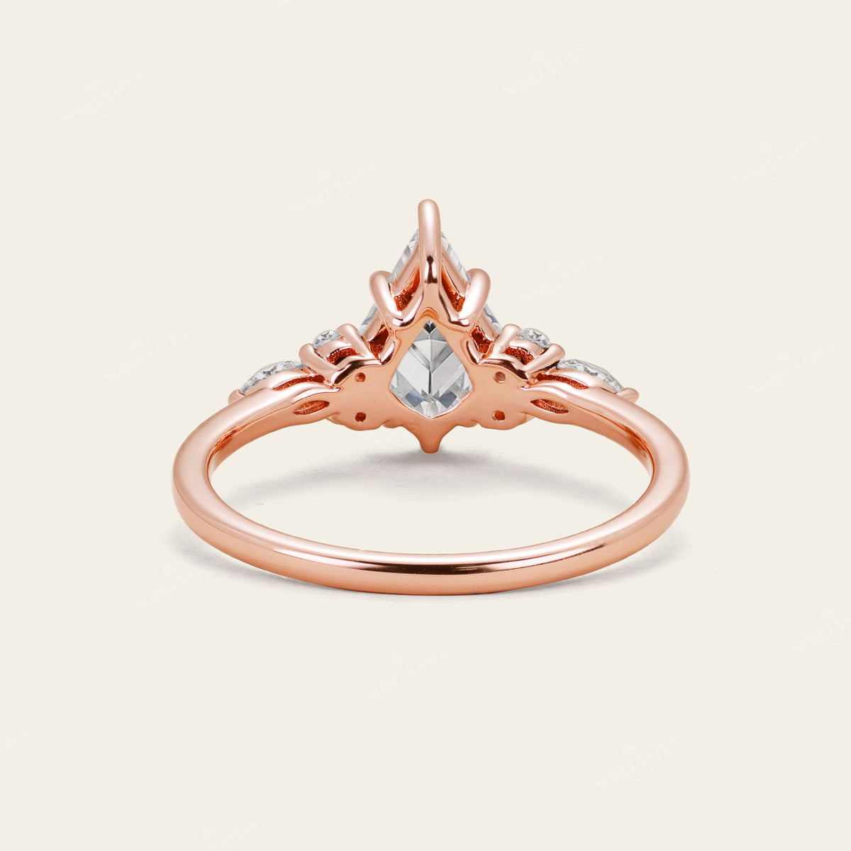 Art Deco Kite Cut Moissanite Engagement Ring Bridal Sets 3pcs-Nobel Yates