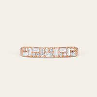 Art Deco Baguette & Round Lab Diamond Wedding Band
