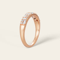 Art Deco Baguette & Round Lab Diamond Wedding Band