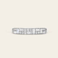 Art Deco Baguette & Round Lab Diamond Wedding Band