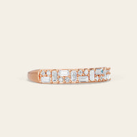 Art Deco Baguette & Round Lab Diamond Wedding Band