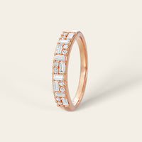 Art Deco Baguette & Round Lab Diamond Wedding Band