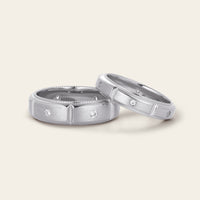Art Deco Lab Diamond Milgrain Wedding Band Couples