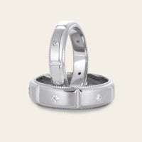 Art Deco Lab Diamond Milgrain Wedding Band Couples