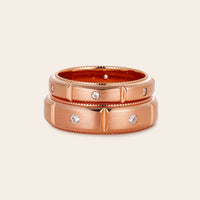 Art Deco Lab Diamond Milgrain Wedding Band Couples