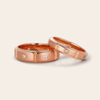 Art Deco Lab Diamond Milgrain Wedding Band Couples