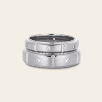 Art Deco Lab Diamond Milgrain Wedding Band Couples