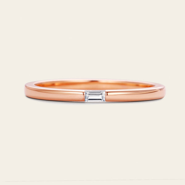 Baguette Lab Diamond Solitaire Wedding Band