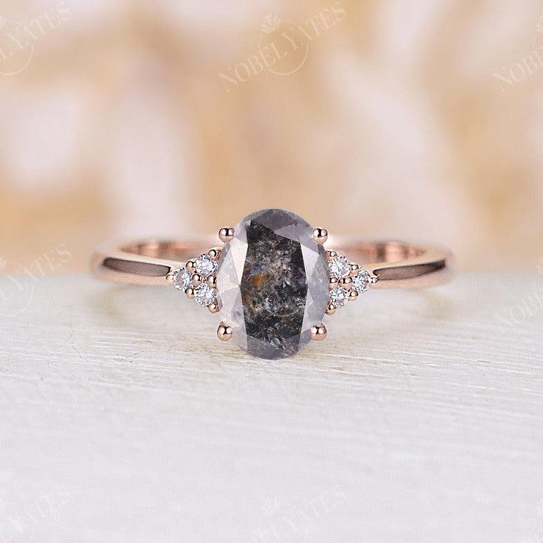 Salt and pepper halo engagement deals ring